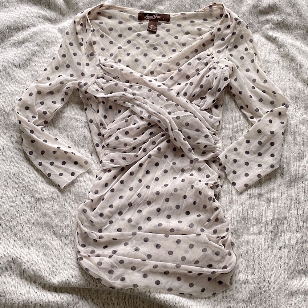 COPY - Polka Dot Mesh Blouse